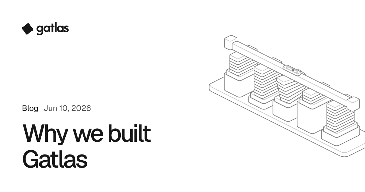 Why we built Gatlas. Gatlas blog, Jun 10, 2026. A drawing: a straightedge lying true across companies of uneven heights, each built up with its own shims.